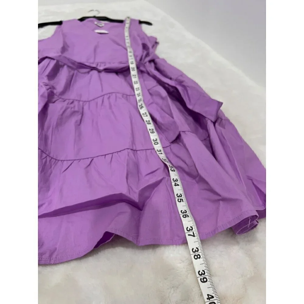 New J. Crew Size 10 Faux-Wrap Sleeveless Mini Dress Purple *Stain*